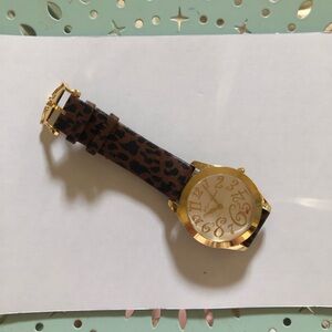 Betsey Johnson Gold Leopard Print Women's Watch